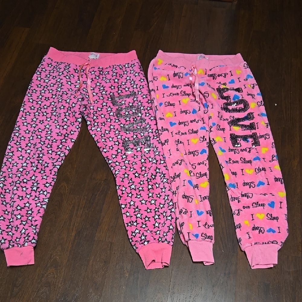 Pink Star and Heart Print Kids Pajama Pants
